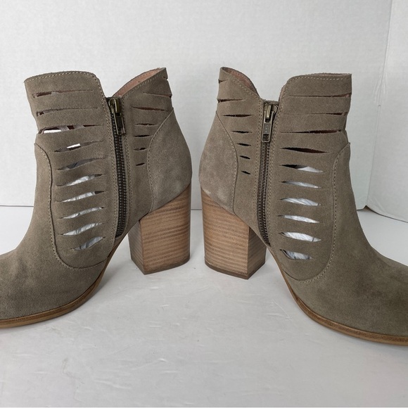 Seychelles Tan Leather Chunky Block Heel Cutout Bootie Boot Shoes Size 9 - Picture 5 of 10